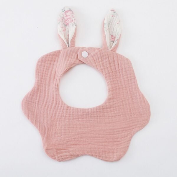 Beige Baby Bib with Bunny Ears | Soft & Adjustable Cotton Bib for Newborns, Infants, & Toddlers - Image 8