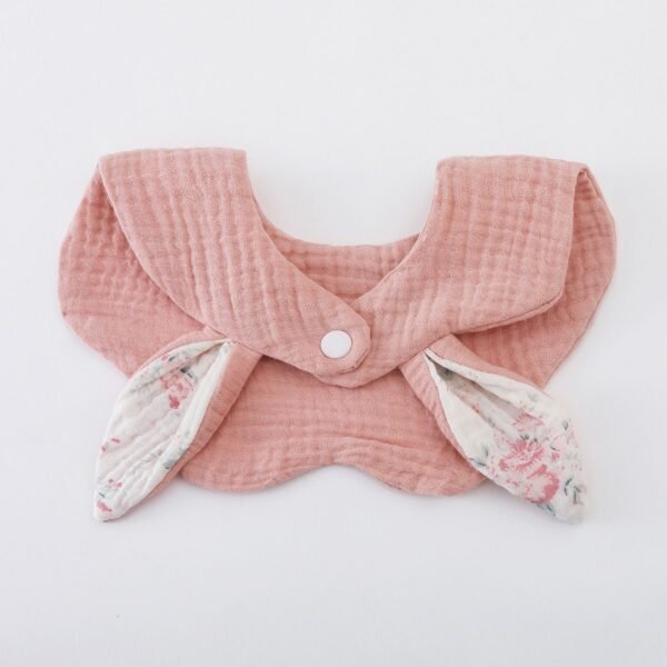 Beige Baby Bib with Bunny Ears | Soft & Adjustable Cotton Bib for Newborns, Infants, & Toddlers - Image 9