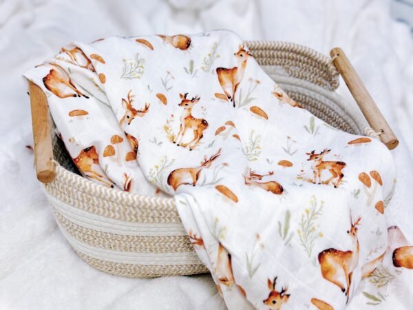 Deer Meadow Bamboo Swaddle Blanket | Bambunki Malaysia - Image 2