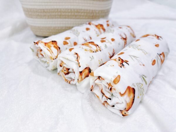 Deer Meadow Bamboo Swaddle Blanket | Bambunki Malaysia - Image 4