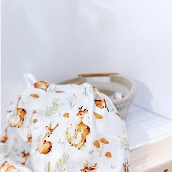 Deer Meadow Bamboo Swaddle Blanket | Bambunki Malaysia - Image 7