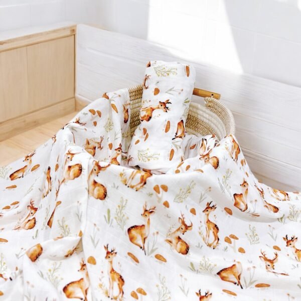 Deer Meadow Bamboo Swaddle Blanket | Bambunki Malaysia - Image 6